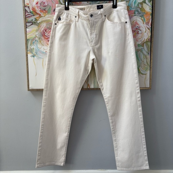 AG Adriano Goldschmied The Graduate White Pants Men’s 33x34 Cotton - Picture 6 of 12